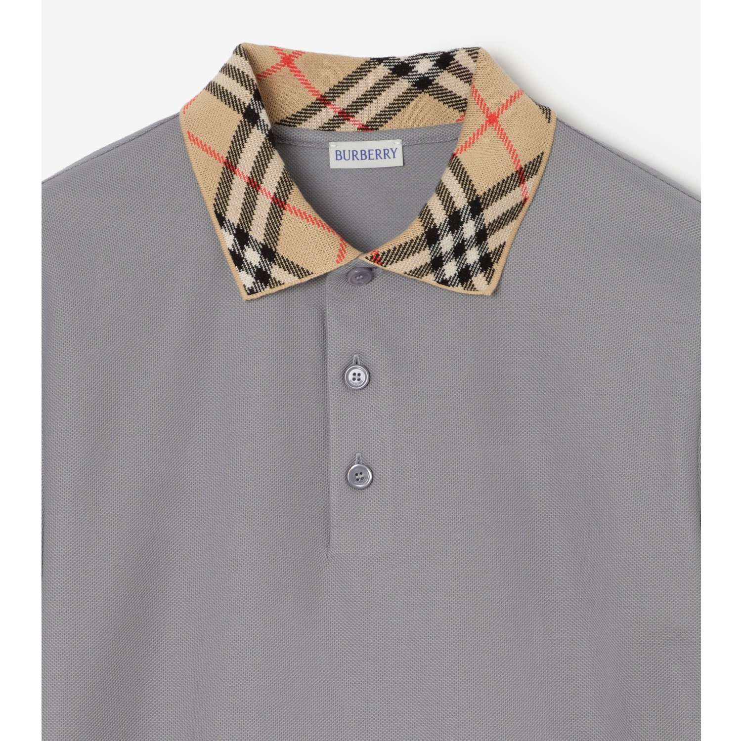 格纹衣领棉质 Polo 衫