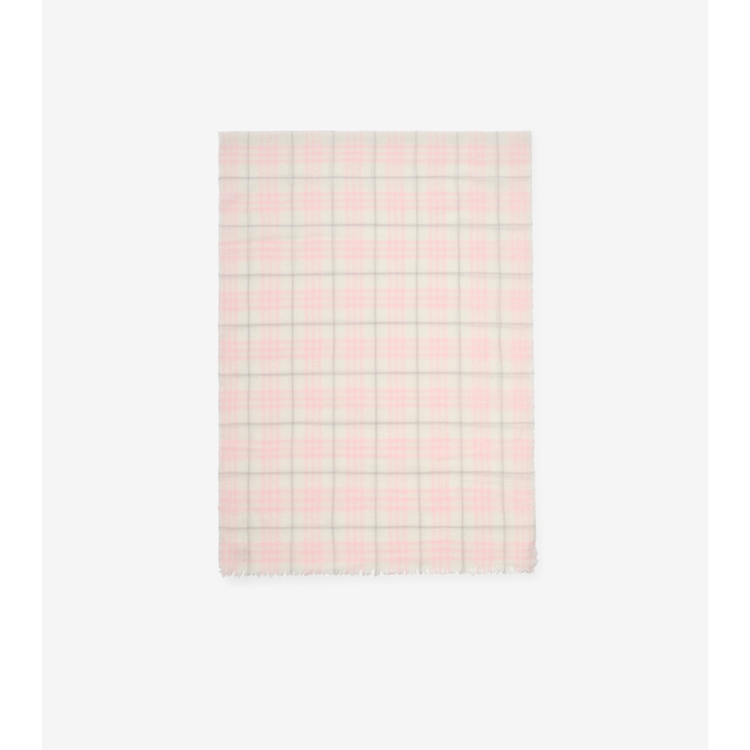 宽版格纹丝毛混纺围巾