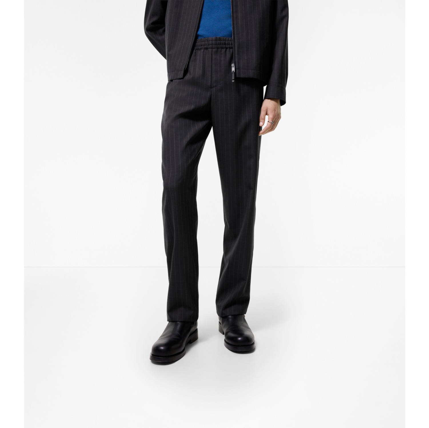 细条纹羊毛运动裤