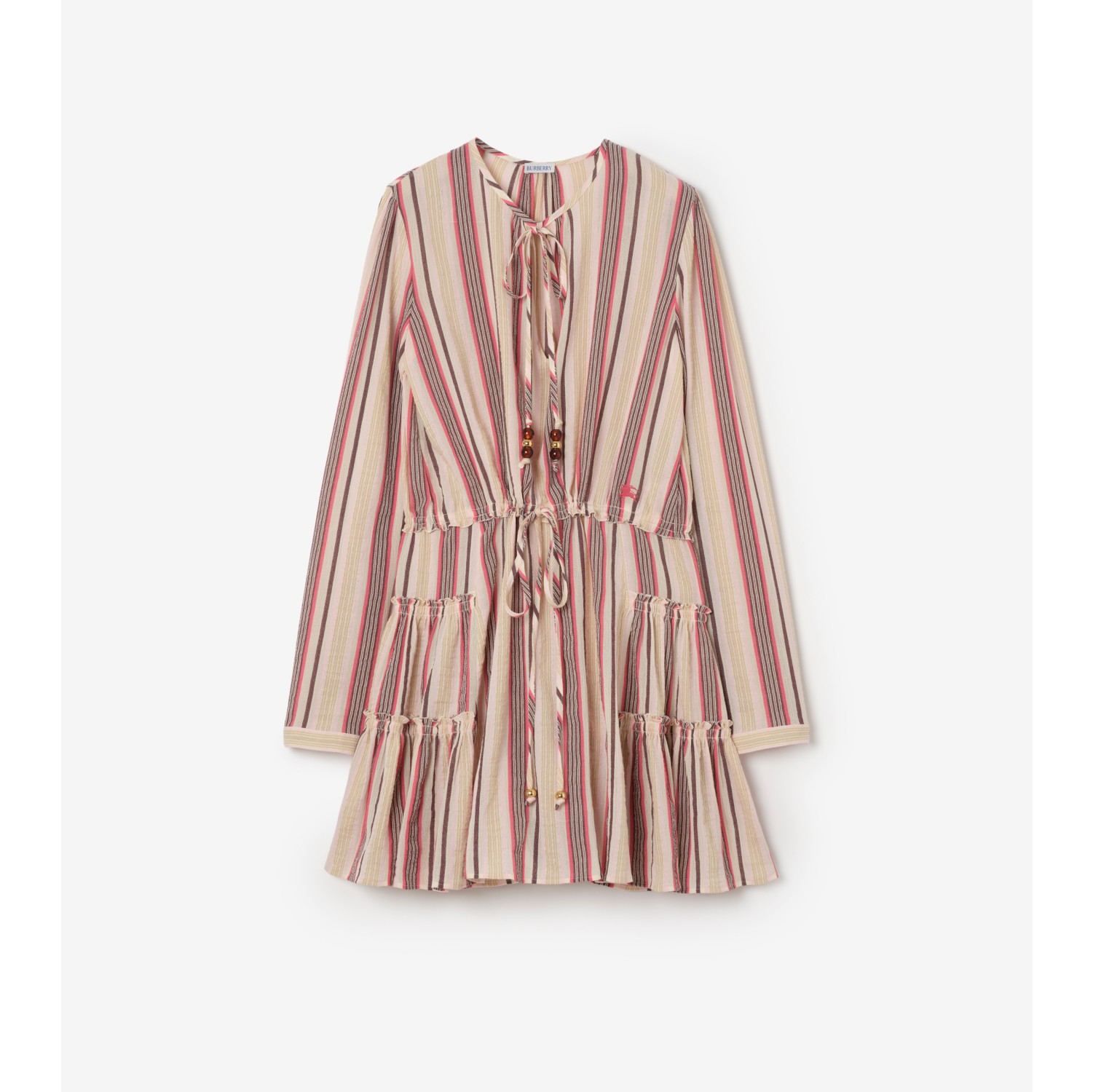 条纹棉质薄纱连衣裙