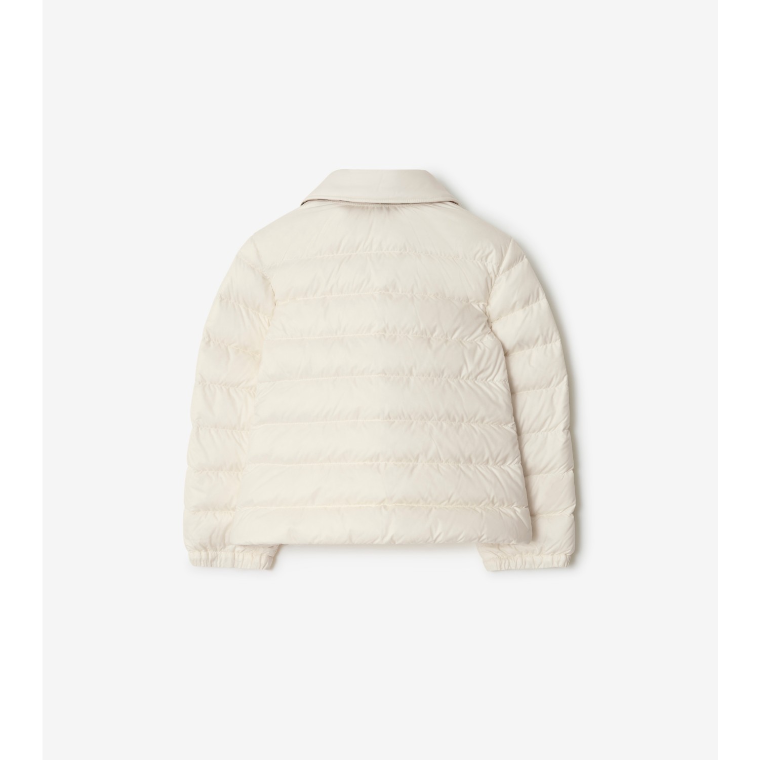 格纹饰带尼龙羽绒服