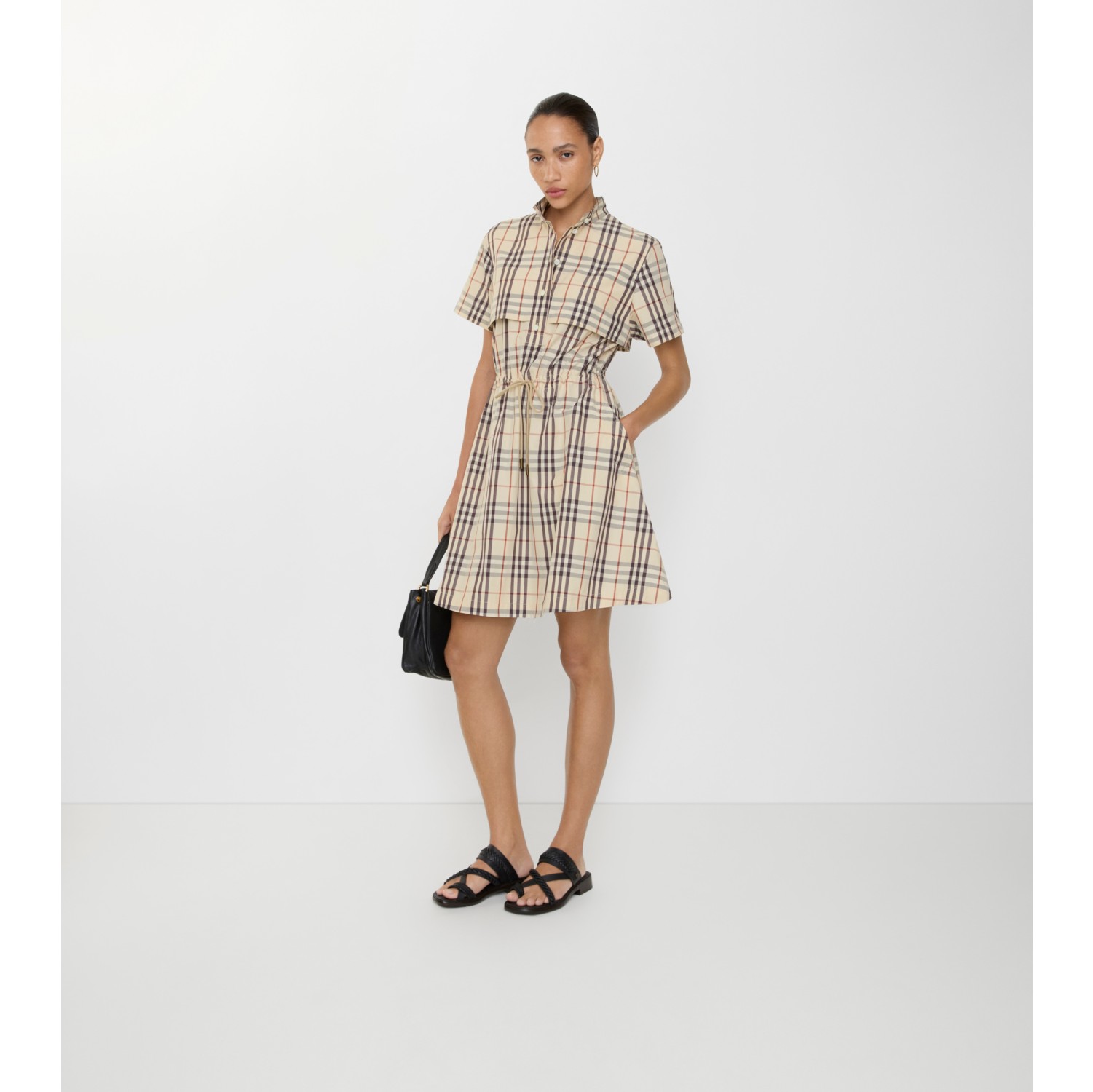 格纹棉质连衣裙