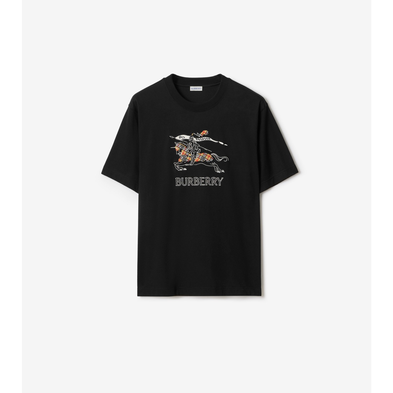 素描马术骑士徽标棉质 T 恤衫