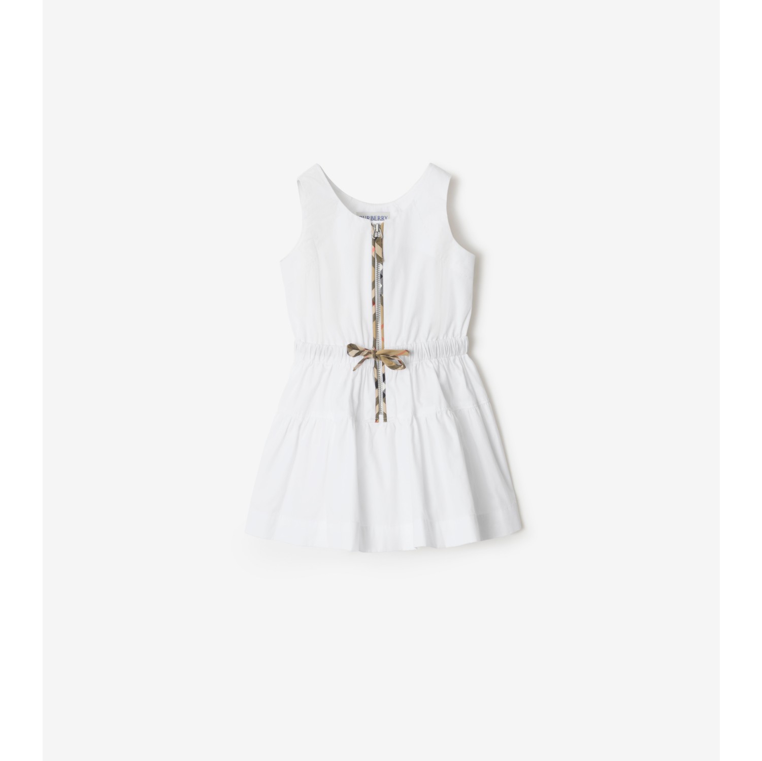 格纹装饰棉质连衣裙