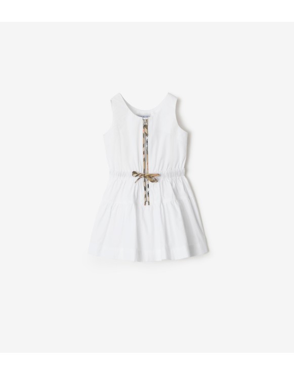 格纹装饰棉质连衣裙