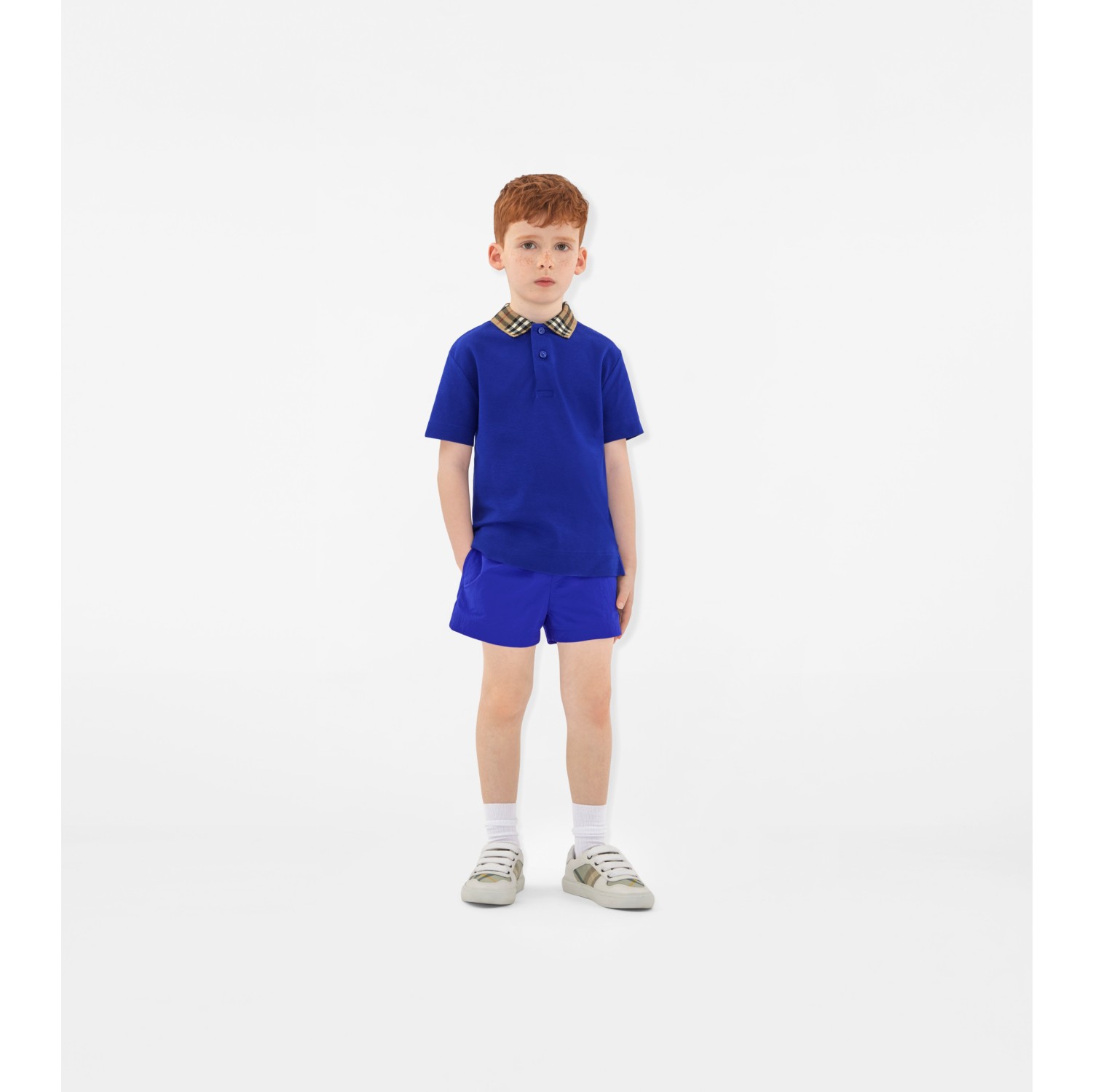 格纹衣领棉质 Polo 衫