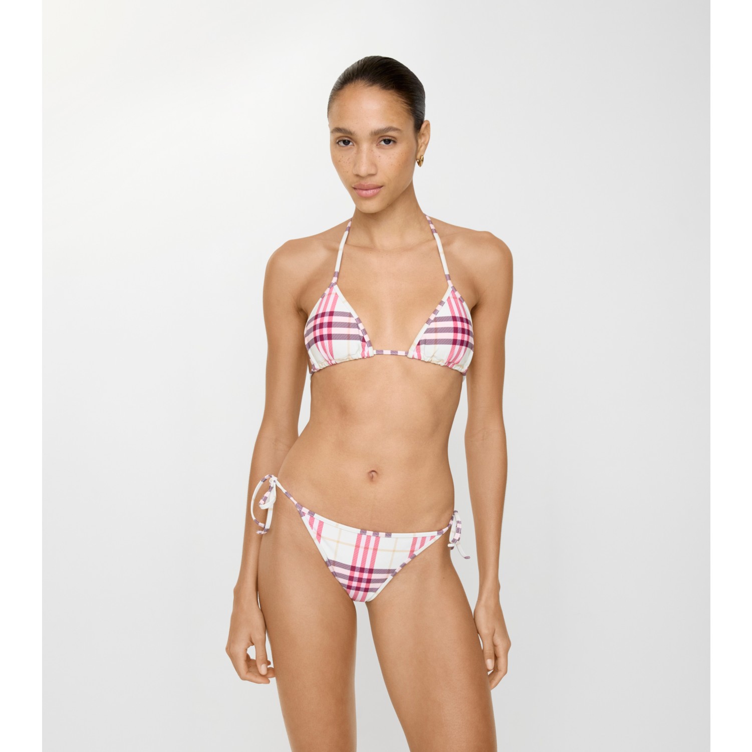 格纹比基尼上衣