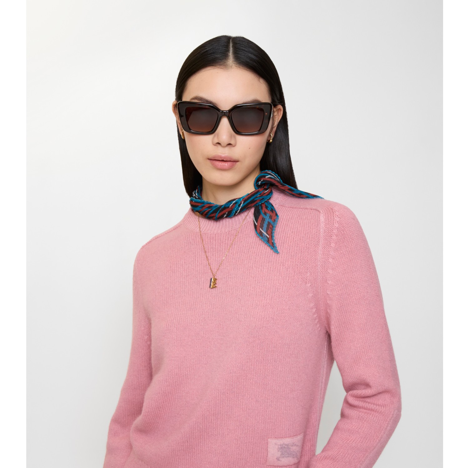 腰带格纹丝质雪纺围巾