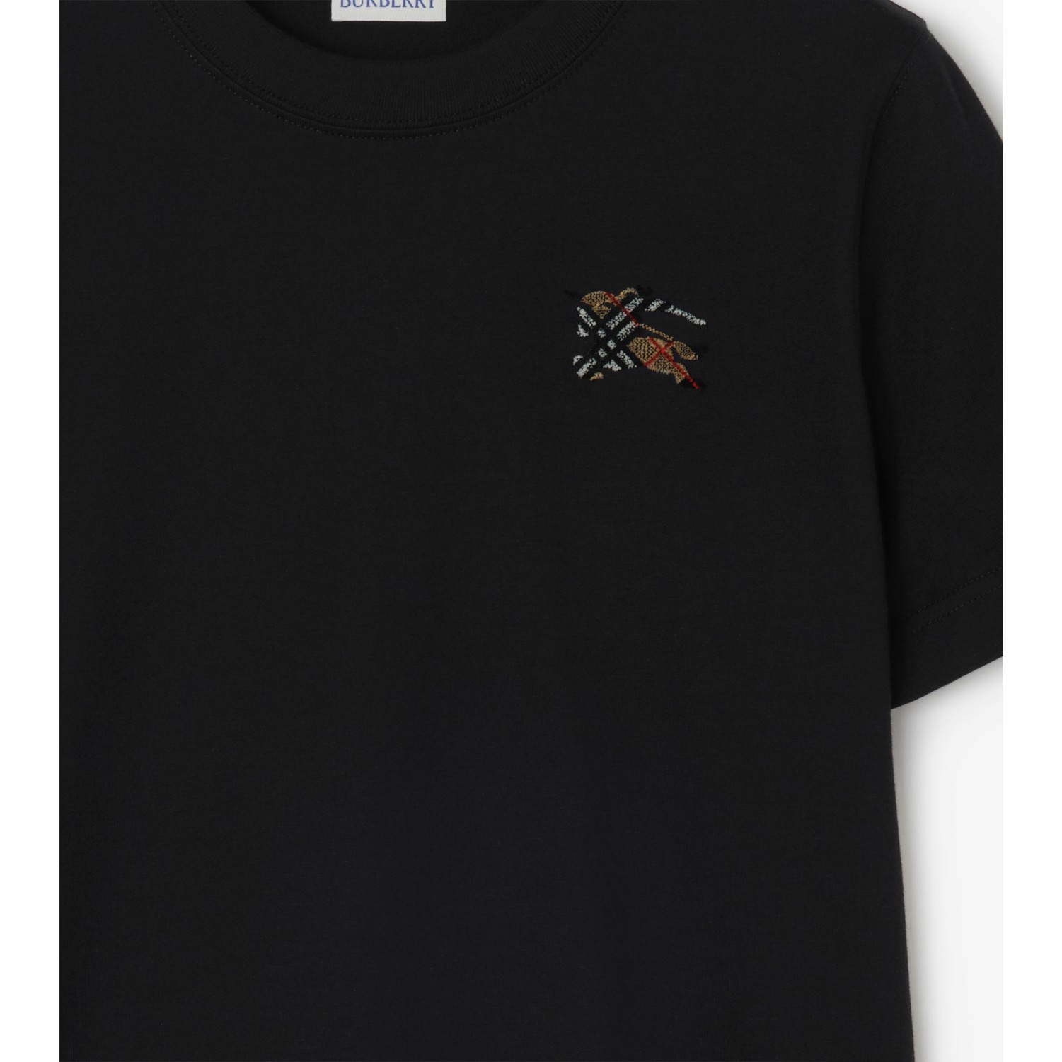 马术骑士徽标格纹棉质 T 恤衫