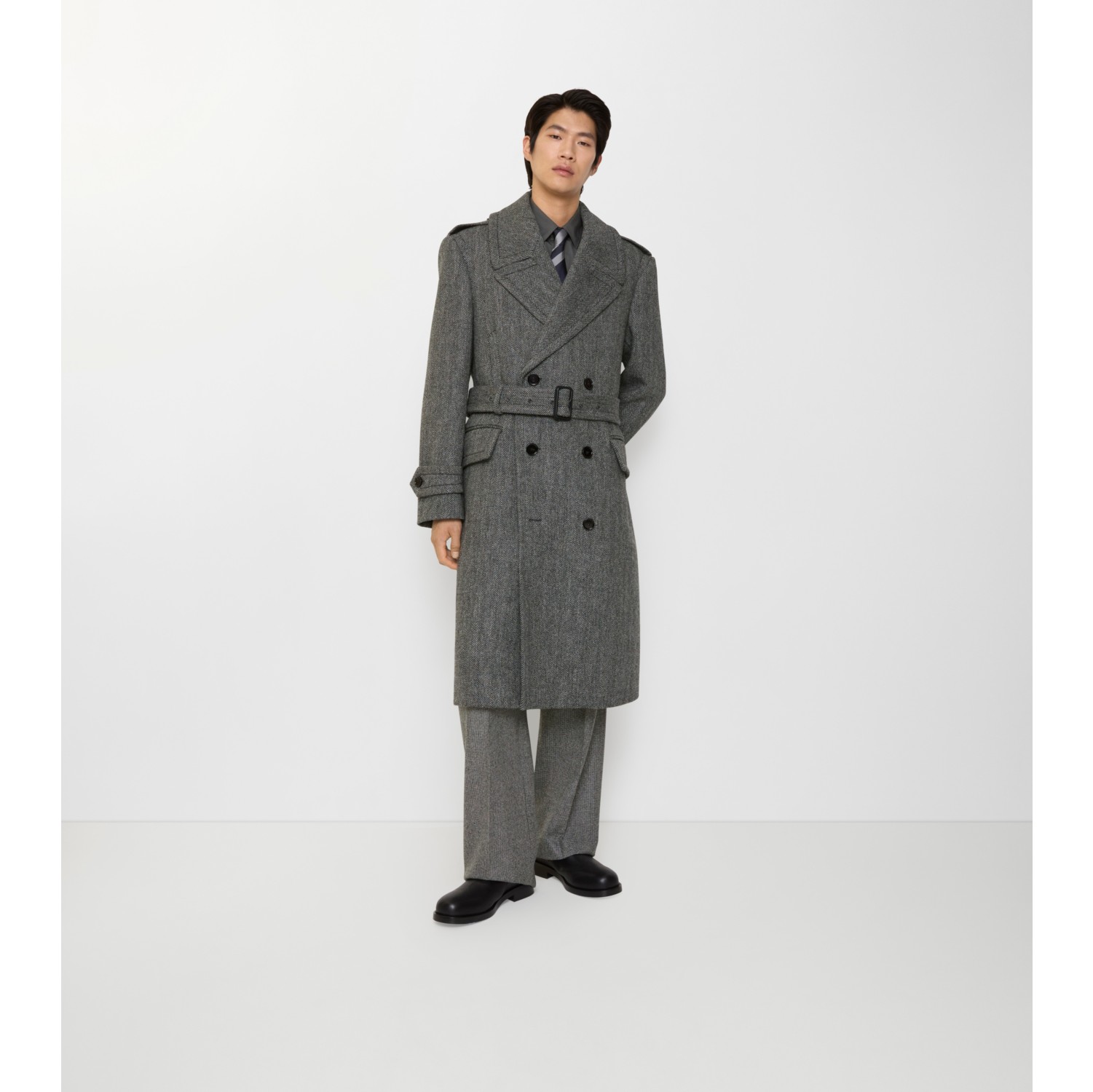 长款人字纹羊毛 Trench 风衣