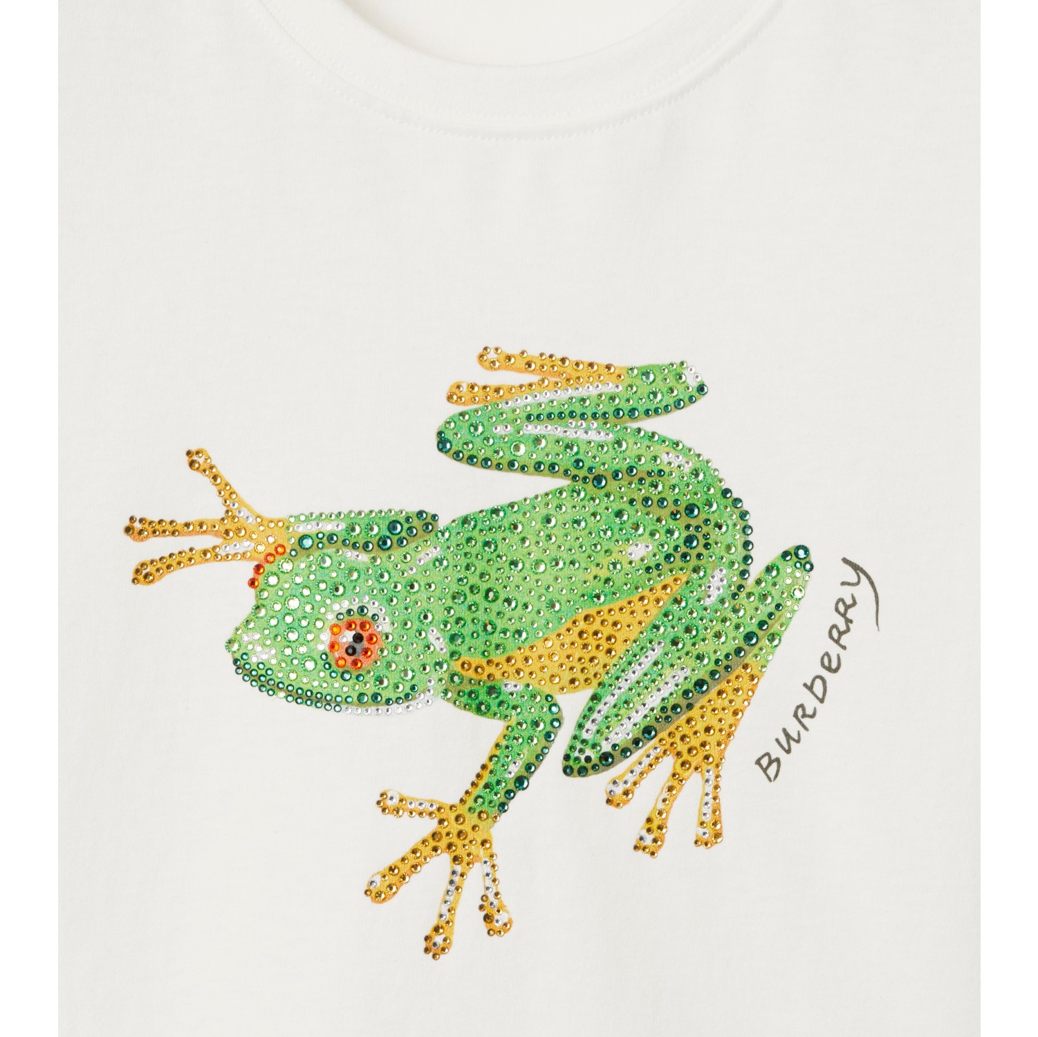 方型人造水晶青蛙装饰棉质 T 恤衫