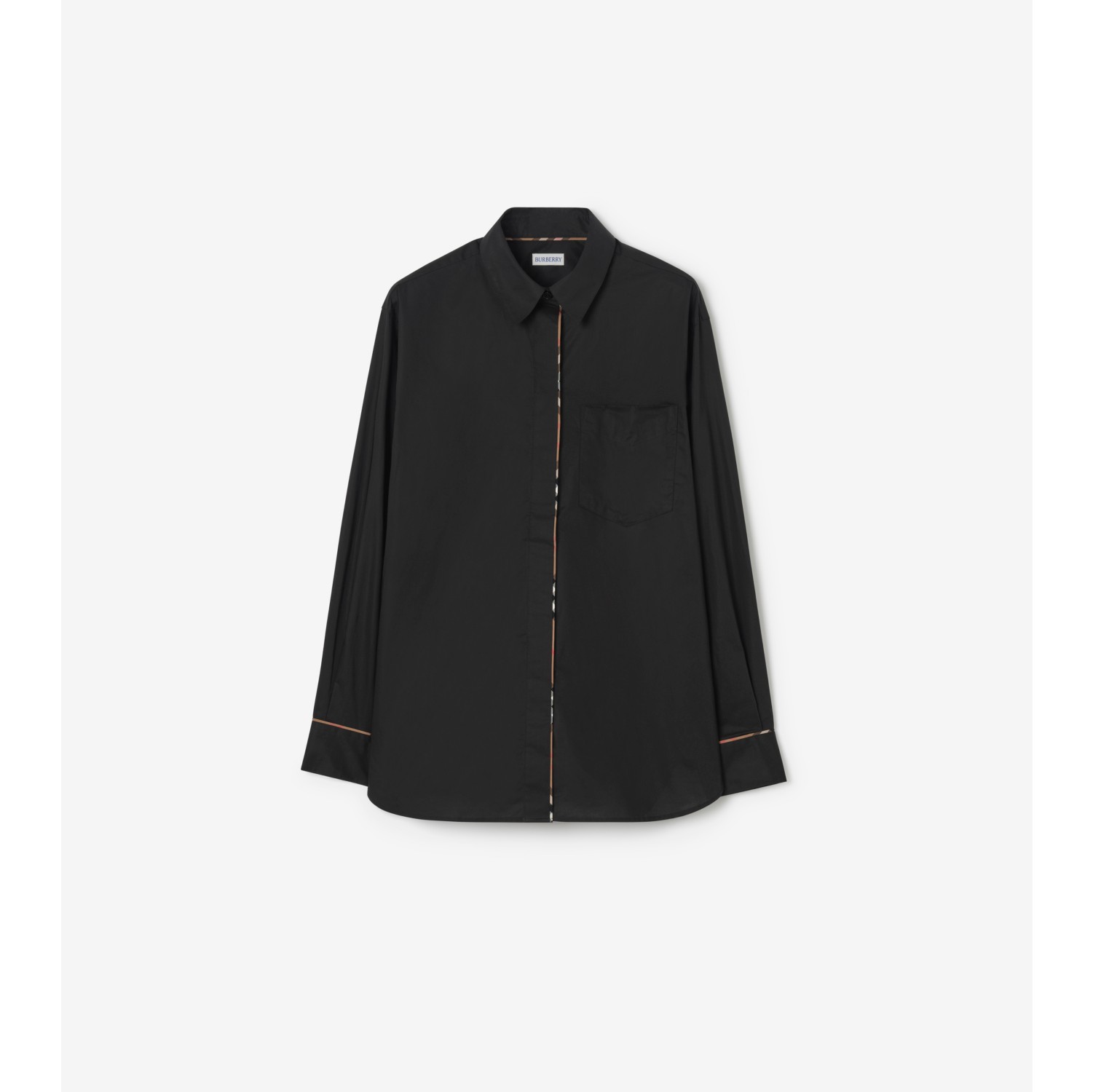 休闲版型格纹装饰棉质衬衫