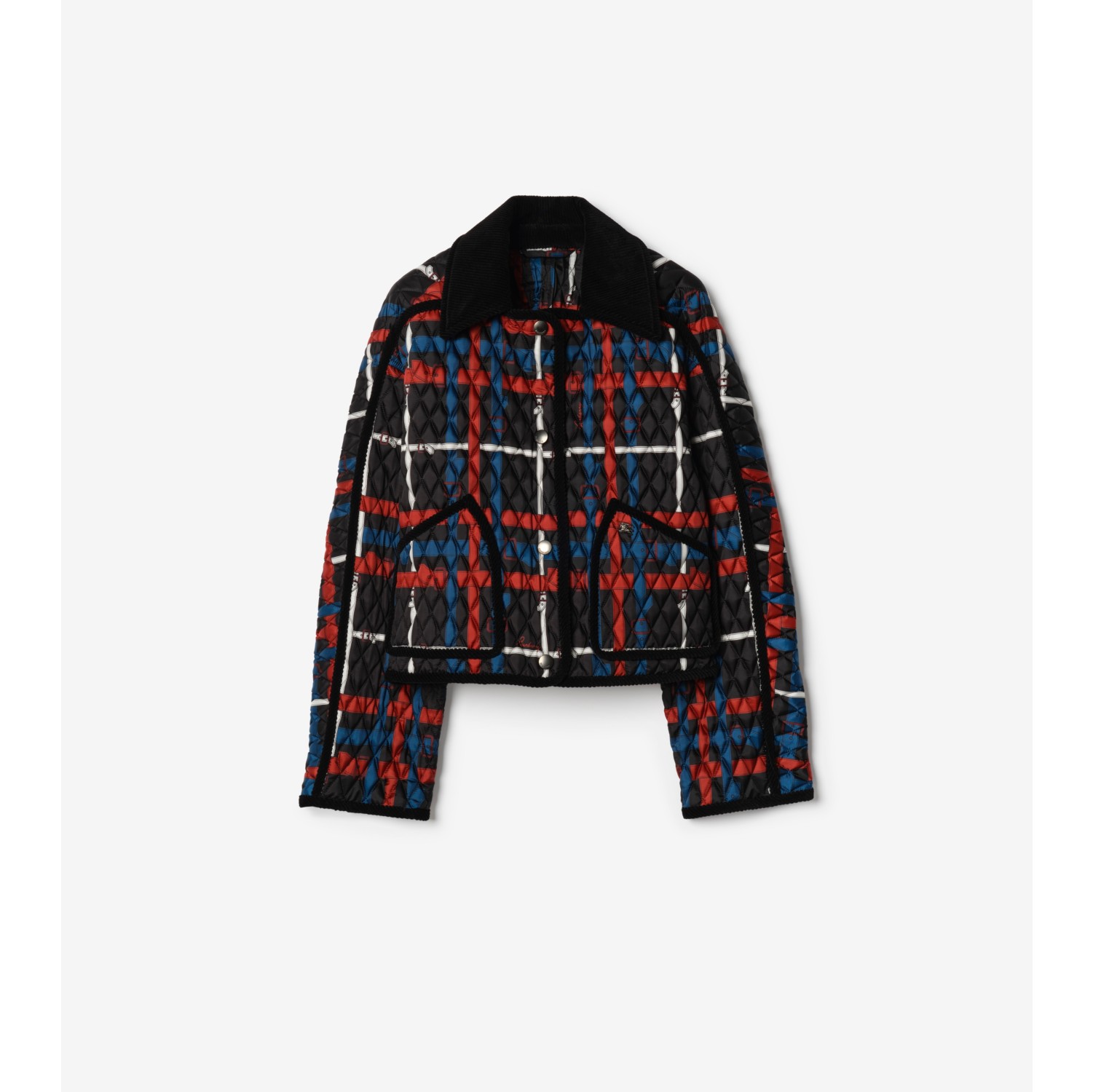 腰带格纹设计短款绗缝 Floriston 夹克