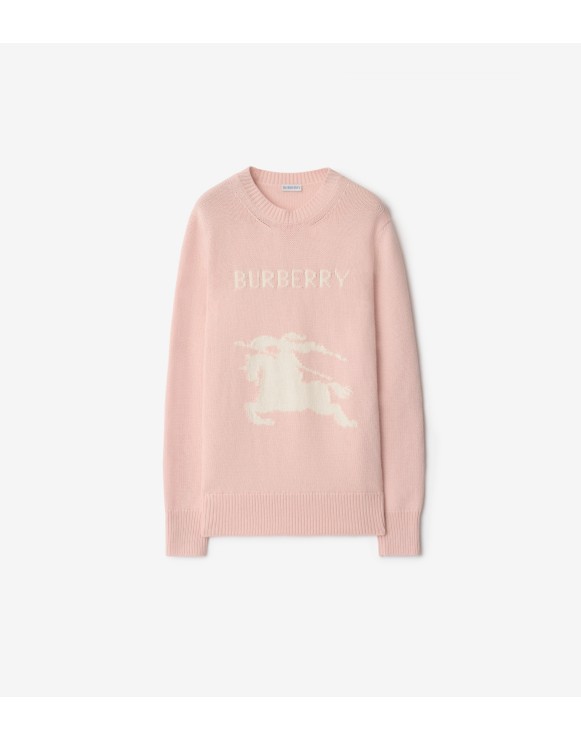 马术骑士徽标羊毛羊绒混纺针织衫