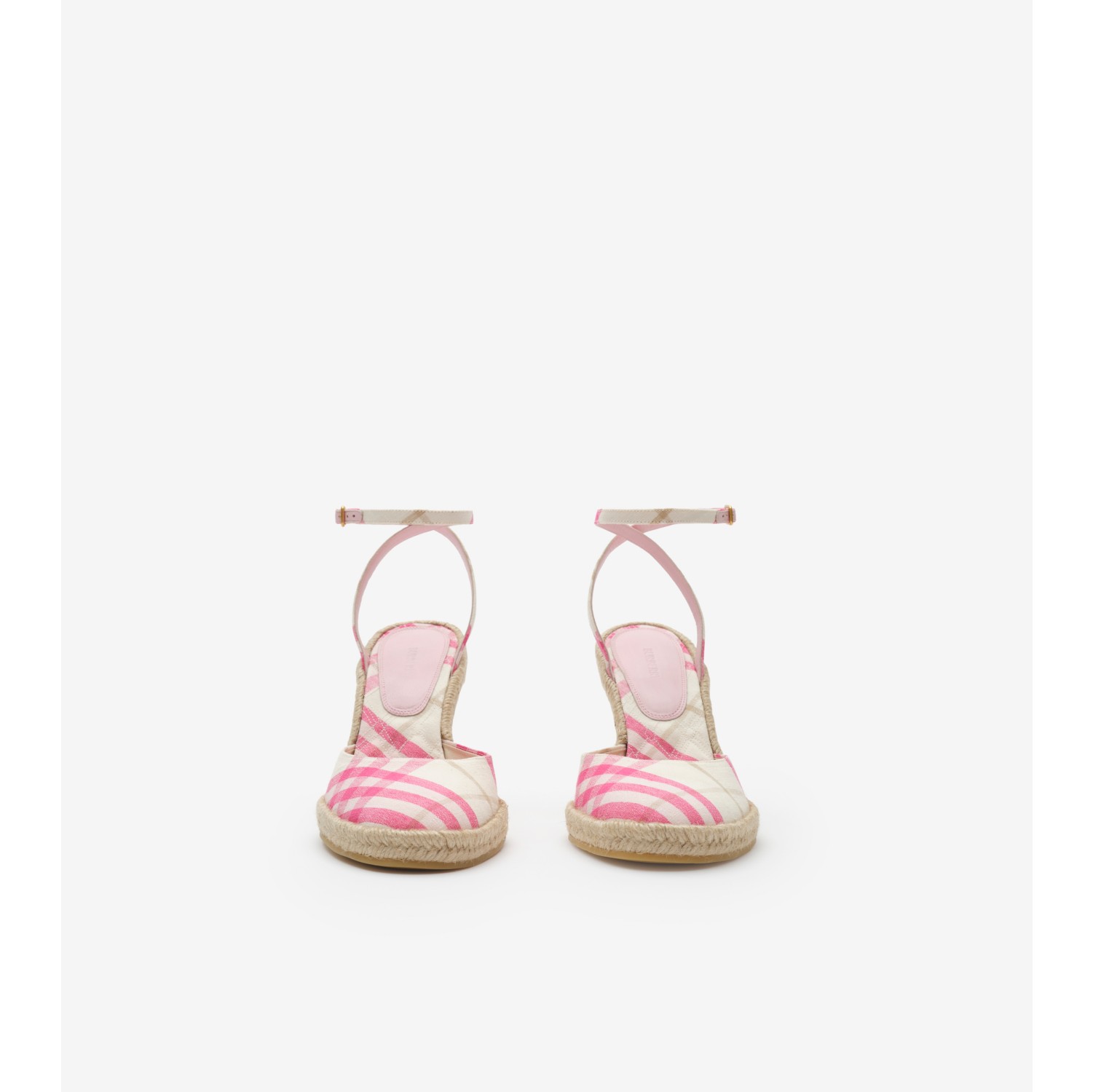 格纹 Mews 麻编高跟鞋