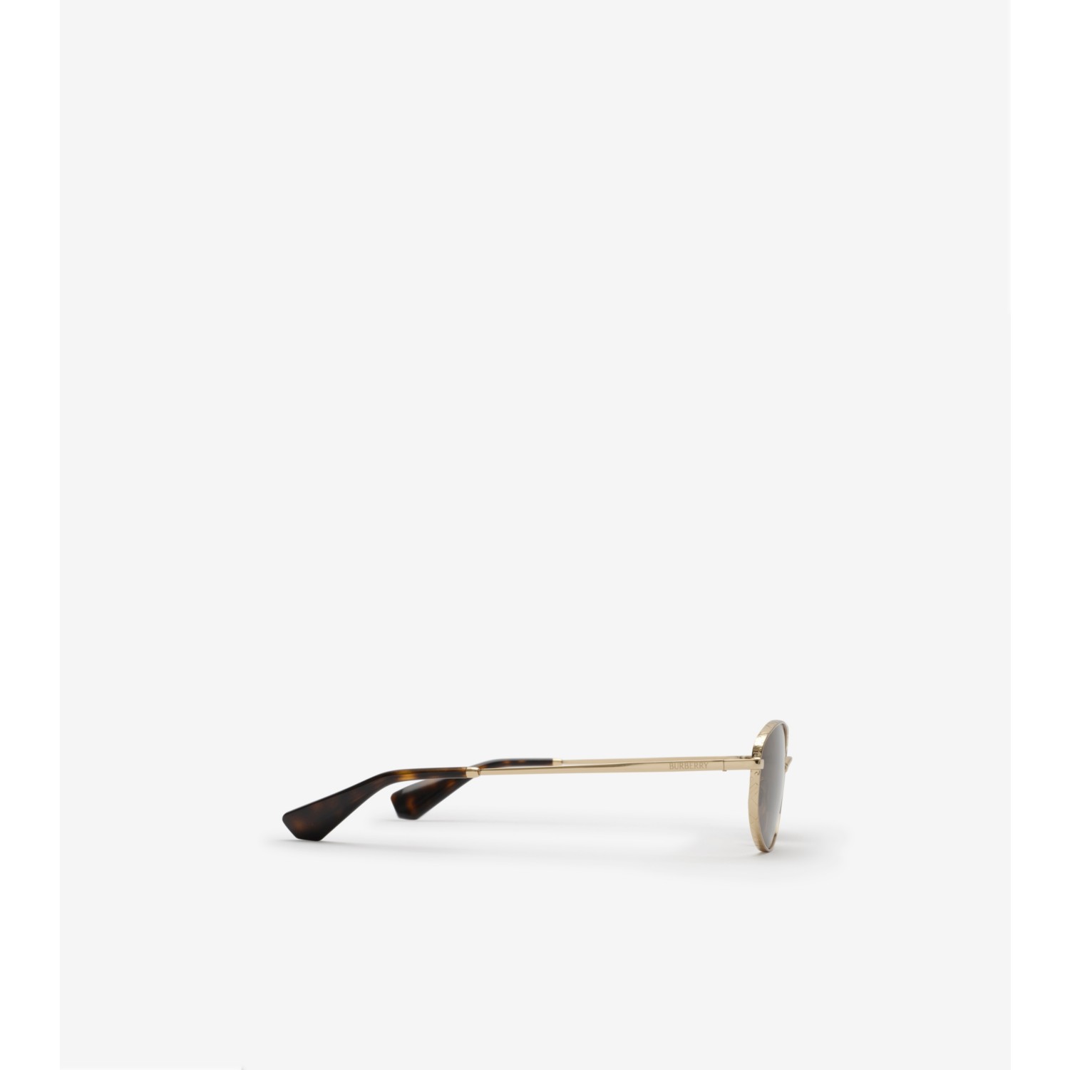 金属格纹椭圆框太阳眼镜