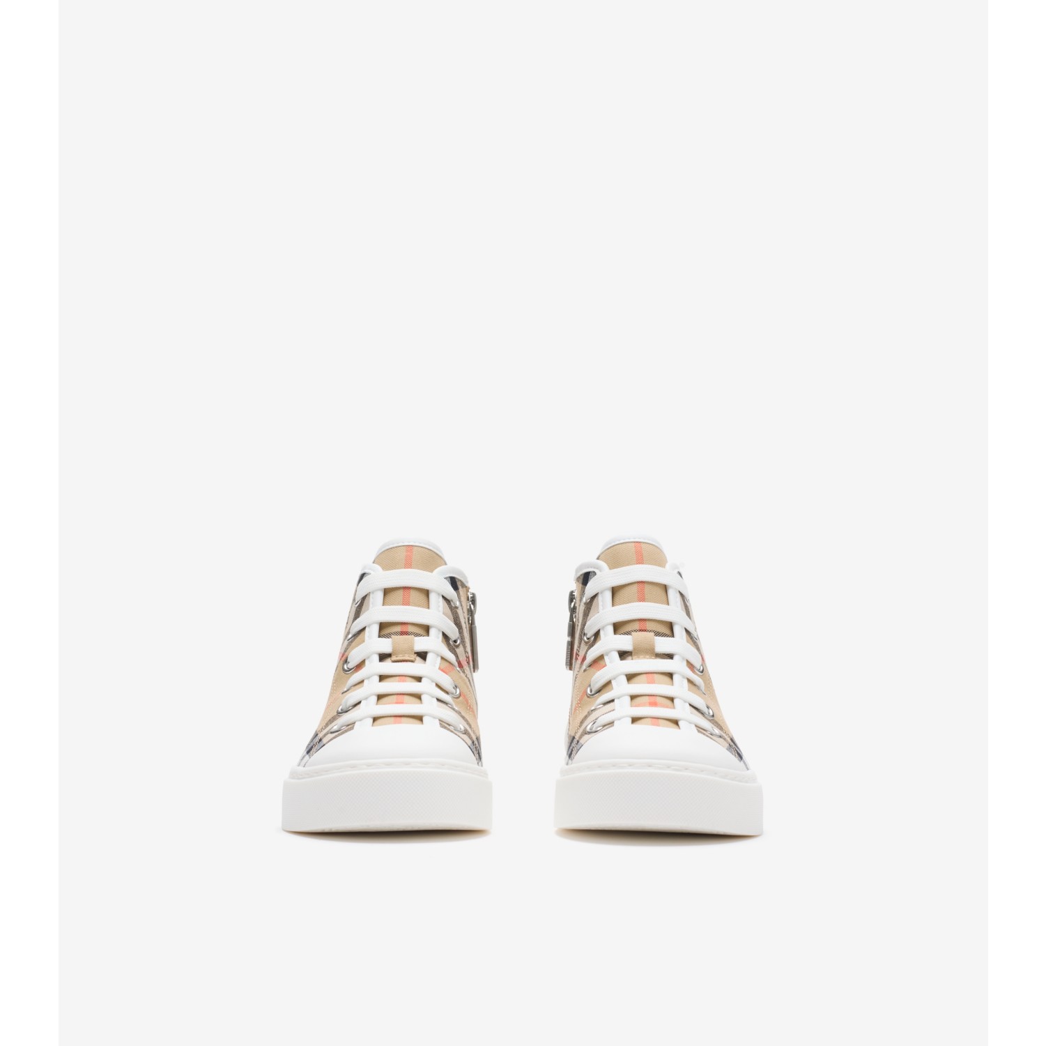 格纹棉质高帮运动鞋