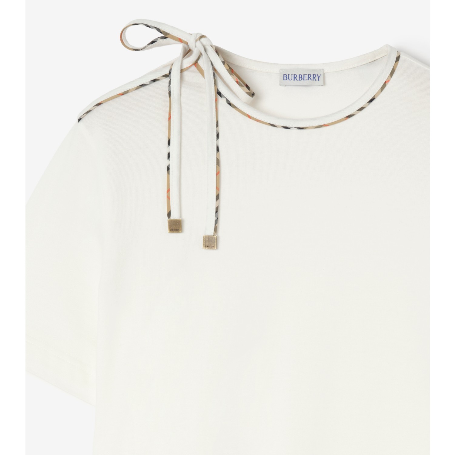 系带衣袖棉质 T 恤衫