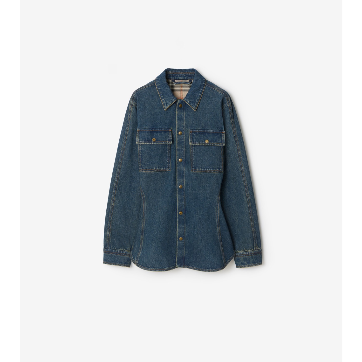 修身宽摆牛仔衬衫