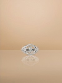Crystal Detail Palladium-plated Monogram Motif Ring