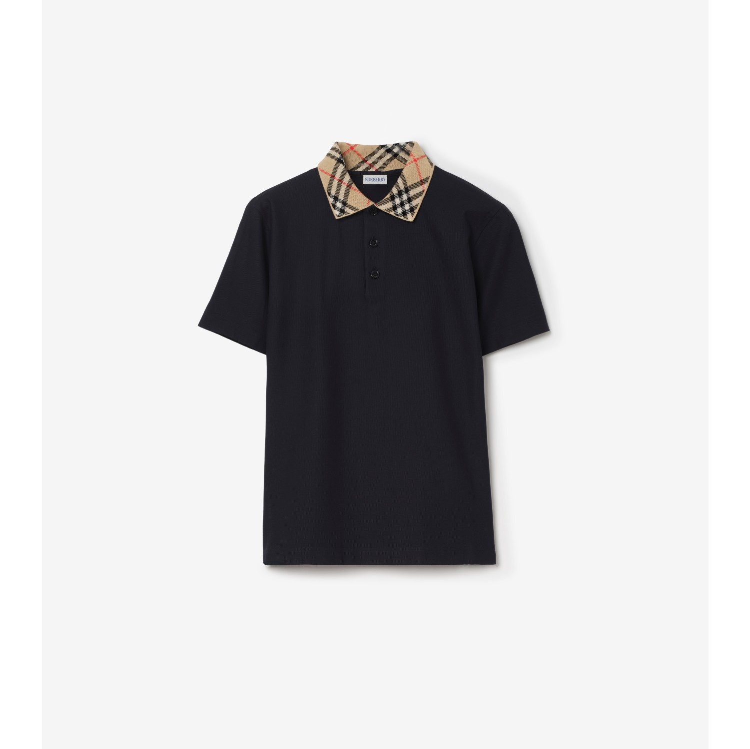 格纹衣领棉质 Polo 衫
