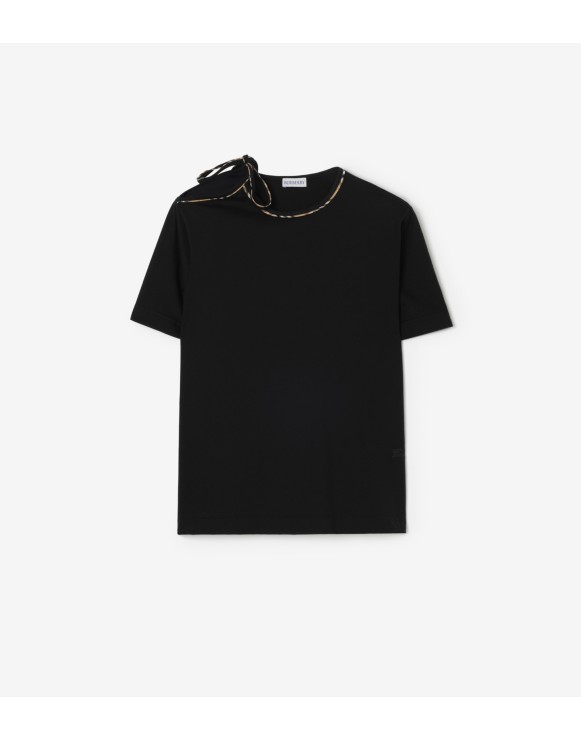 系带衣袖棉质 T 恤衫