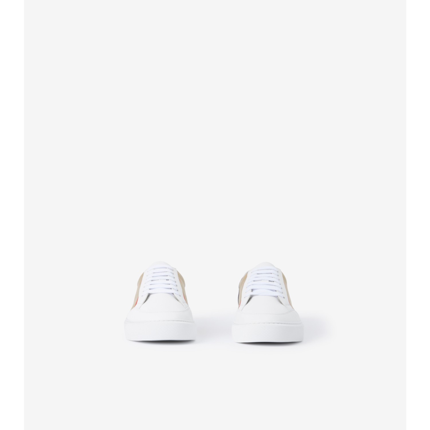 Check and Leather Sneakers