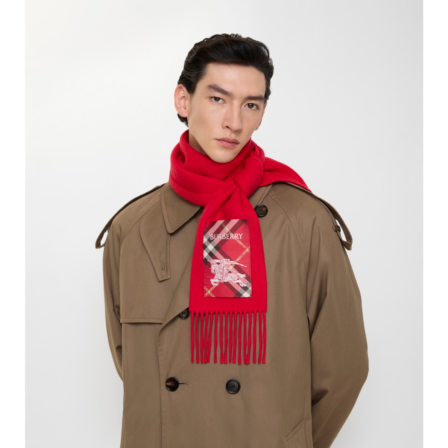 格纹标签羊绒围巾