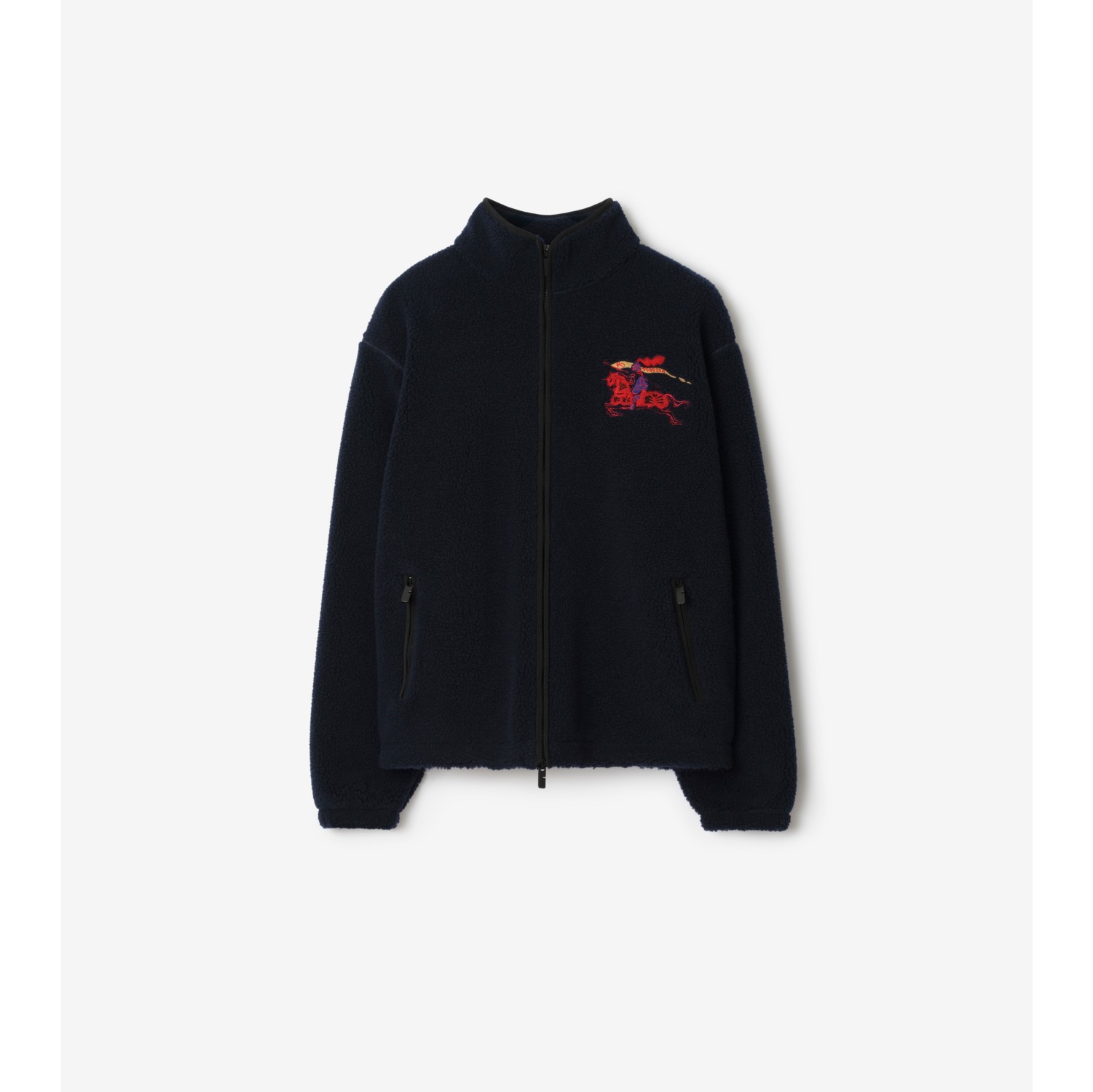 马术骑士徽标羊毛羊绒混纺绒头夹克
